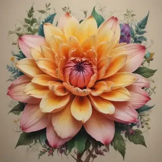 flower drawing images with colour
