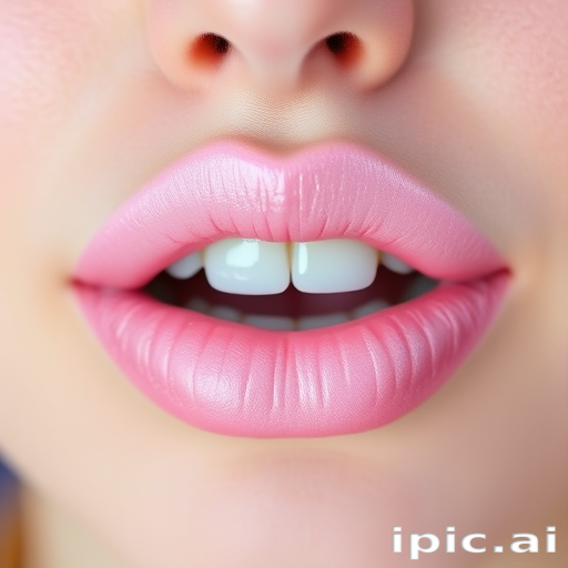 Whimsical "Cotton Candy" lips painted in a soft, pastel pink with a frosted finish, evoking the sweetness of carnival treats