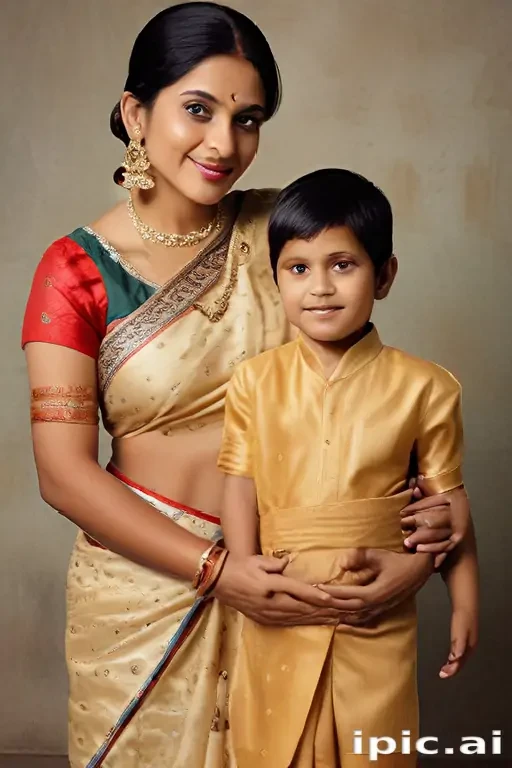 mom and son indian