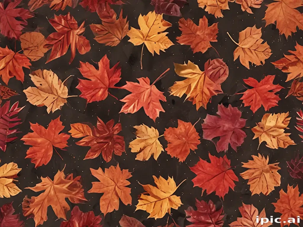 A Beautiful Collection of Autumn Leaves in Vibrant Fall Colors on Dark ...