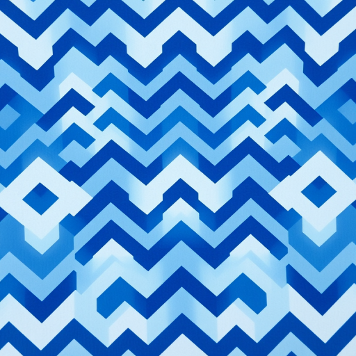 zigzag pattern in blue and white, high-resolution, aperture f/8, ISO 100, shutter speed 1/125, wide-angle lens, top-down view, digital camera