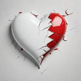 white broken heart