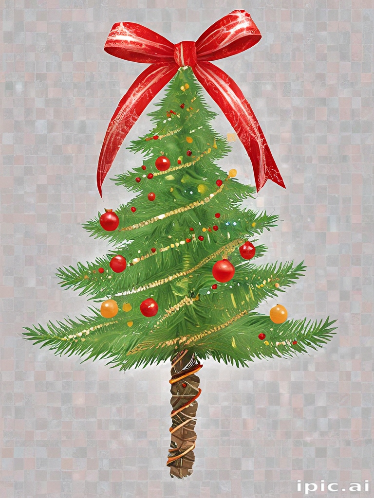 Festively Decorated Christmas Tree with Colorful Ornaments and a Bright Bow