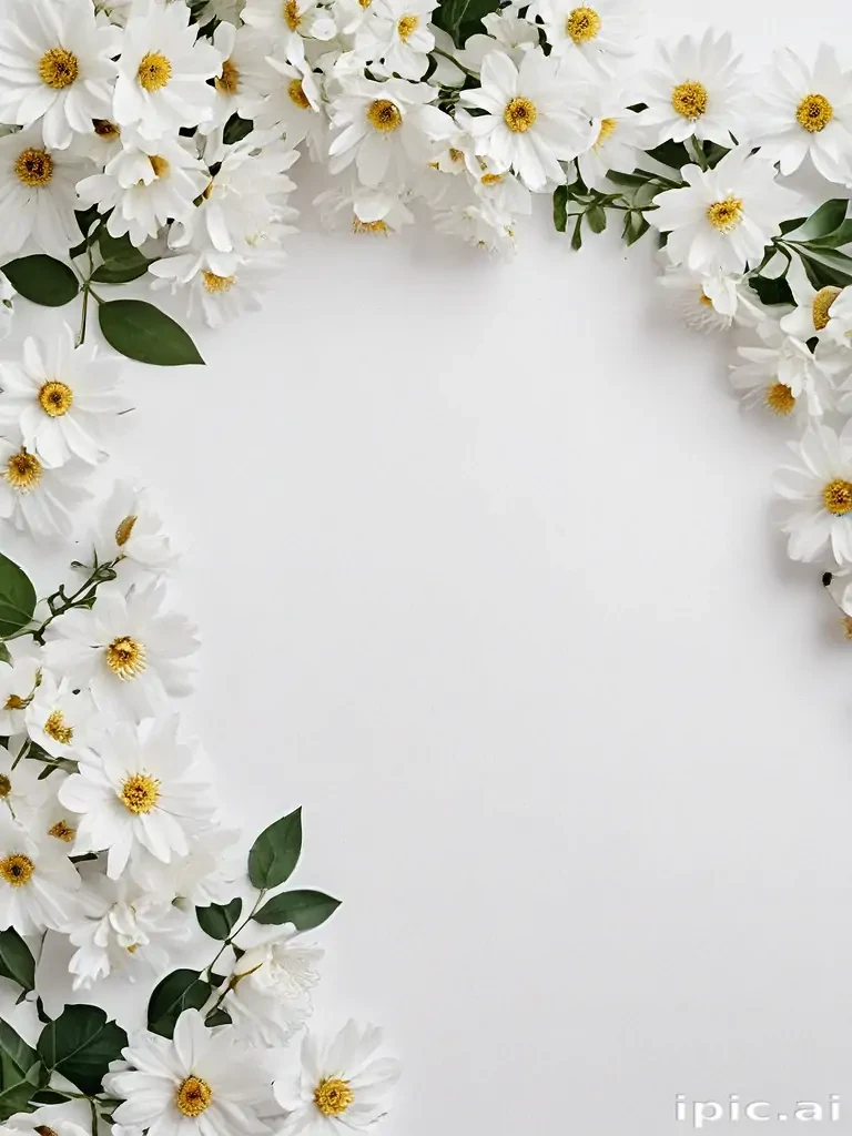 white background with flowers