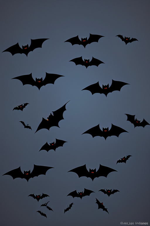 A Dark and Mysterious Night Filled with Flying Bats in the Sky.