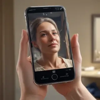 holding phone