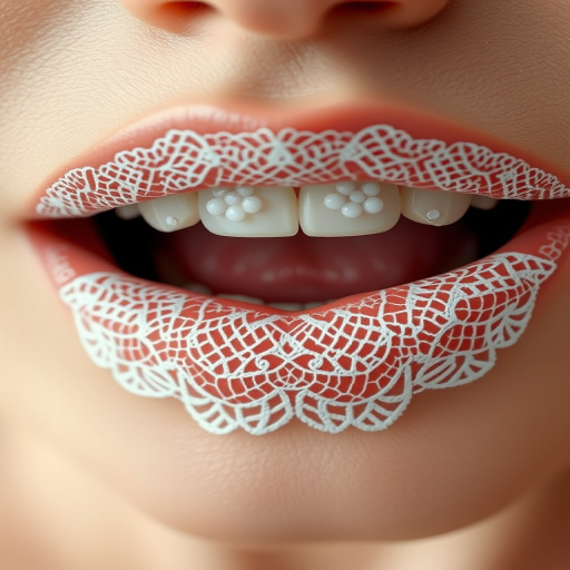 Delicate lace lips intricately detailed in pure white, featuring a semi-sheer effect that reveals the natural lip color beneath the intricate pattern