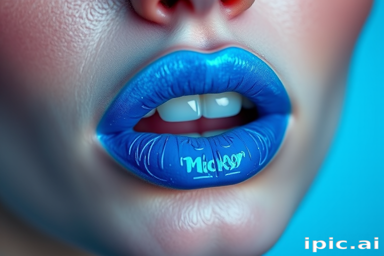 Electric blue "Neon Frost" lip crayon with a creamy texture and cooling sensation, perfect for bold makeup looks and avant-garde fashion statements