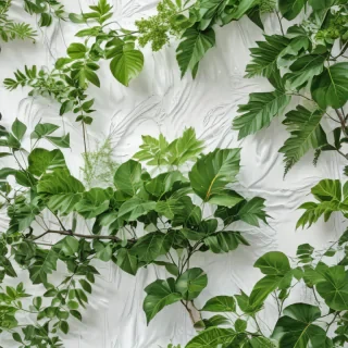 white and greenery background
