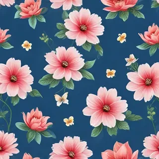 blue background with flowers