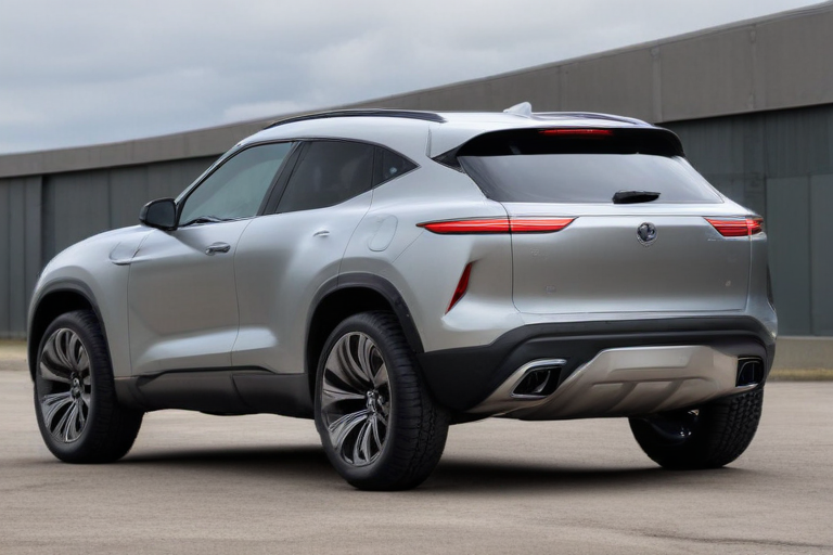 Suvs With Ruffled Rear Body Futuristic suv 3/4 rear view.