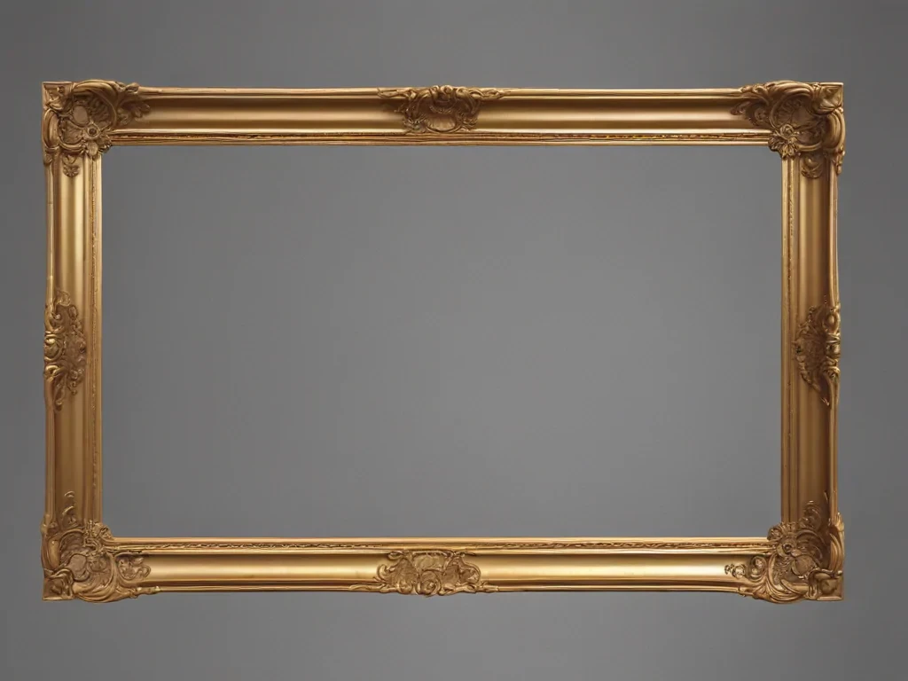 rectangle golden frame png