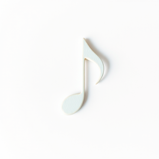 Create a high-resolution image of a musical note on a plain background, using a DSLR camera with a 50mm lens, aperture f/2.8, ISO 100, and a soft focus style to enhance the image quality.