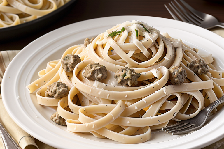 fettuccine alfredo with ground beef