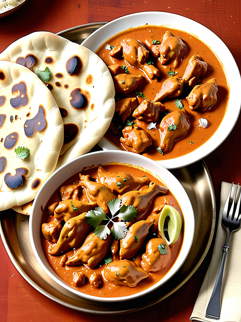 butter chicken and garlic naan