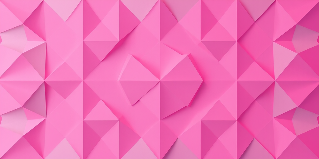 Create a vibrant geometric pattern with various shades of pink, utilizing a high-resolution camera at f/8 aperture, 1/125 shutter speed, ISO 100, taken from a top-down view, using a DSLR style for enhanced depth and clarity.
