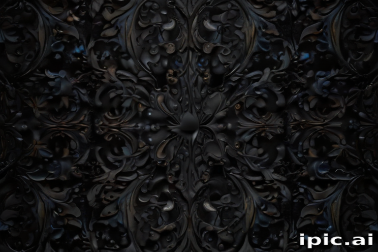 Intricate Dark Floral Patterns with a Glossy, Textured Surface Design