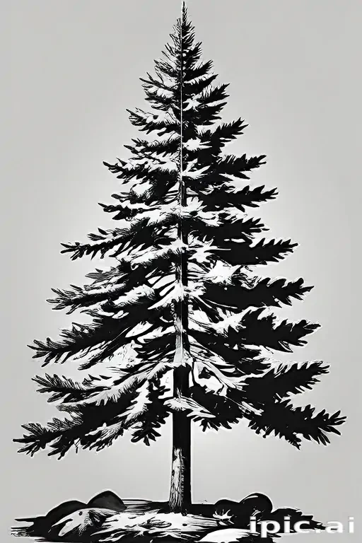 pine tree clipart black and white