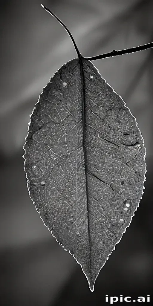 leaf in black and white