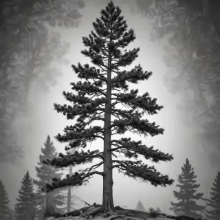 black and white pine tree clipart