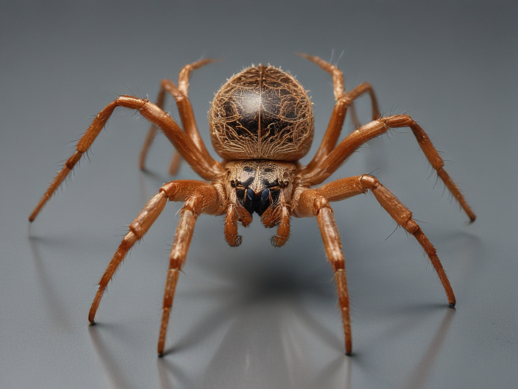 Close-Up of a Brown Spider with Distinctive Patterns on Its Body