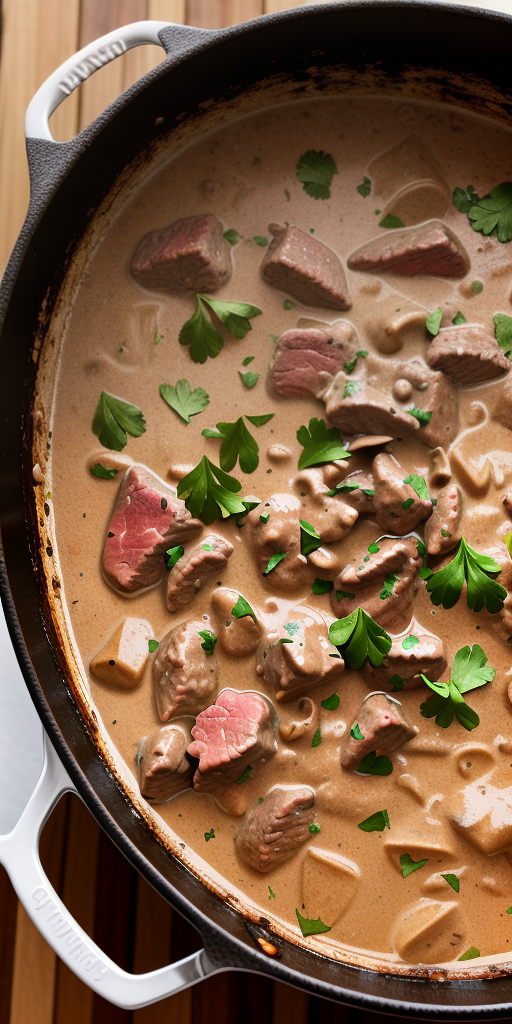 beef stroganoff in a dutch oven