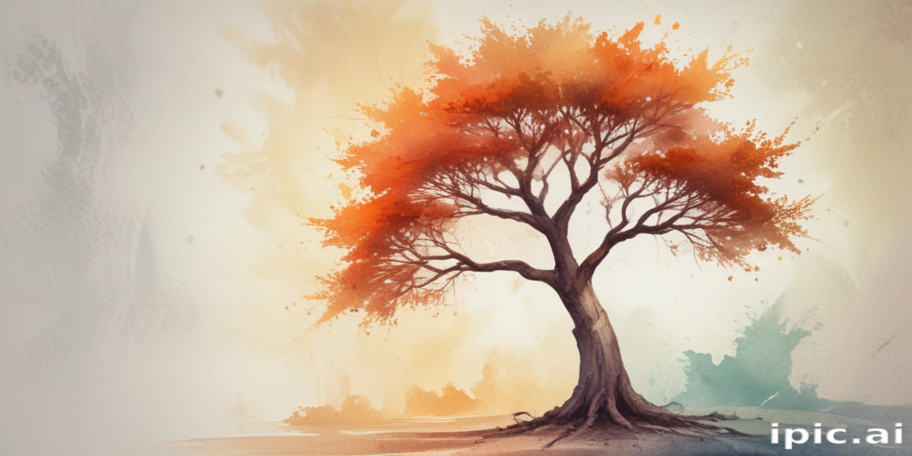 A Solitary Tree with Vibrant Orange Leaves Against a Soft Background