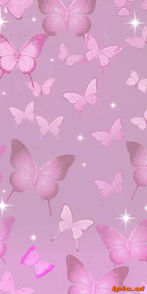 glitter pink butterfly wallpaper