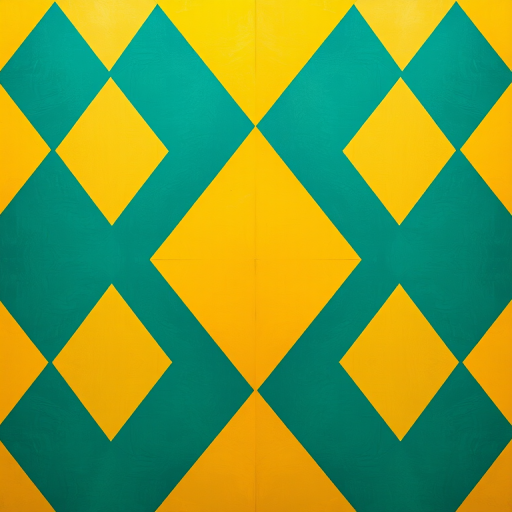 Create a high-resolution geometric pattern featuring diamonds in shades of teal and yellow, shot with a DSLR camera at f/8 aperture, 50mm lens, 1/125 sec shutter speed, and a top-down view to enhance detail and vibrancy.