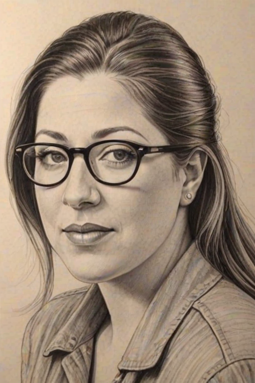 Alluring Camryn Manheim, pencil sketch, portrait of Fetching woman 1923s in glasses, hair style beatnik, outline, clear lines, fine lines, 8k