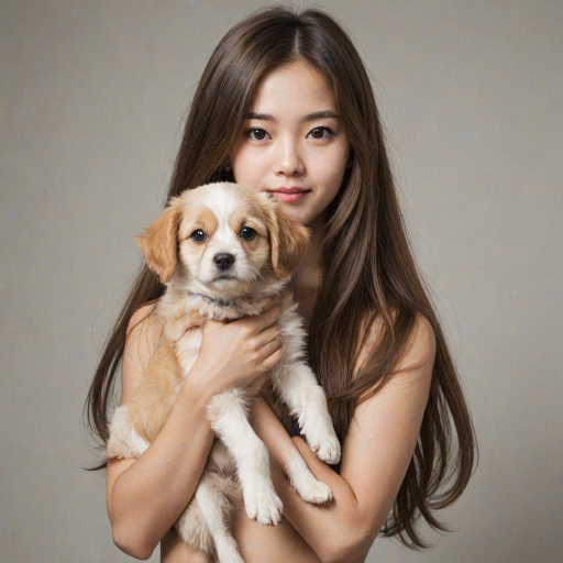 1girl, aug_flat,  flat, a cute dog.,long hair.<lora:flat-v2-000004:1>