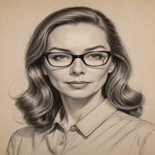 Ravishing Elizabeth Marvel, pencil sketch, portrait of Bewitching woman 1963s in glasses, hair style beatnik, outline, clear lines, fine lines, 8k