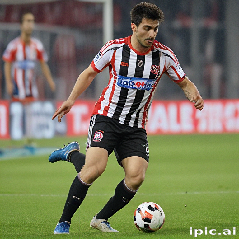 Player in Action on the Field During an Intense Soccer Match