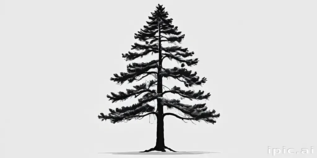 pine tree clip art black and white
