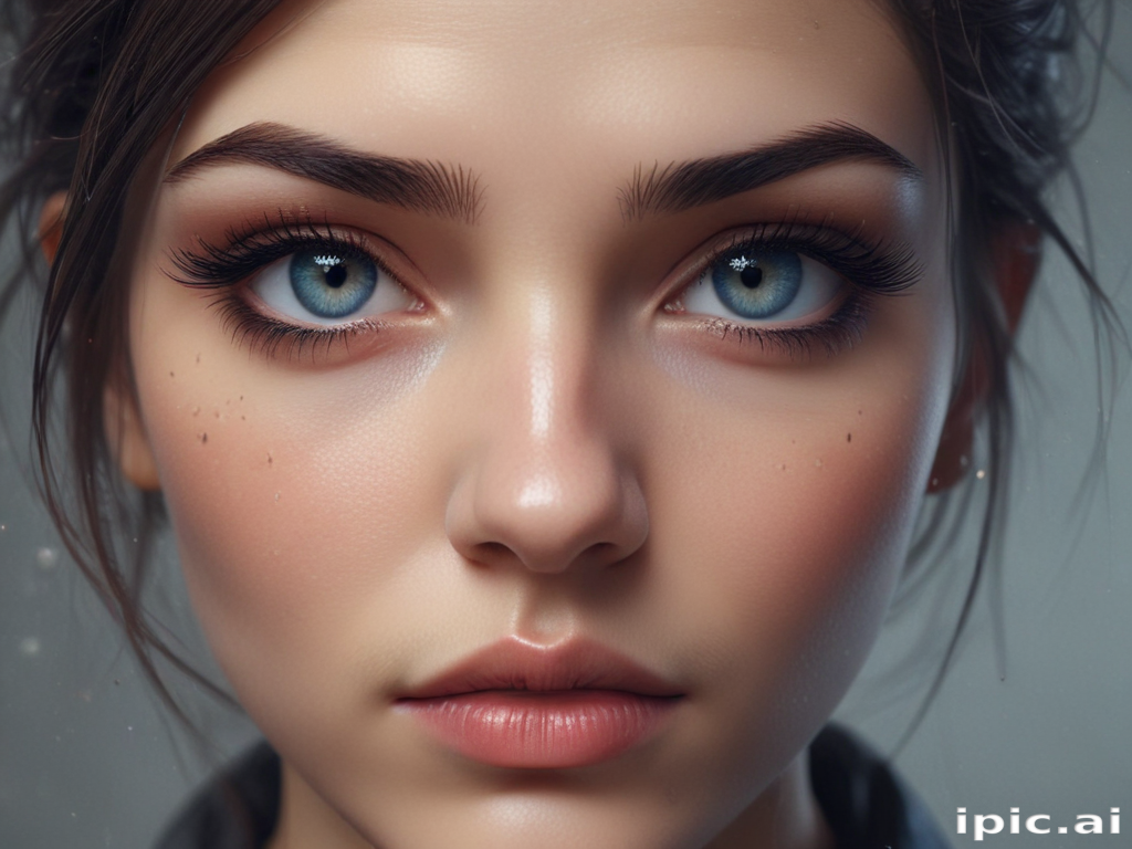 Stunning Portrait of a Young Woman with Striking Blue Eyes and Freckles