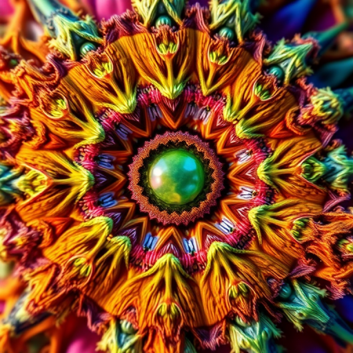 Create a highly detailed fractal image featuring intricate patterns and vibrant colors, shot with a Nikon D850 at f/8, ISO 100, 1/125s, using a macro lens with a 50mm focal length, emphasizing depth and texture in a close-up view.