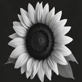 clip art sunflower black and white