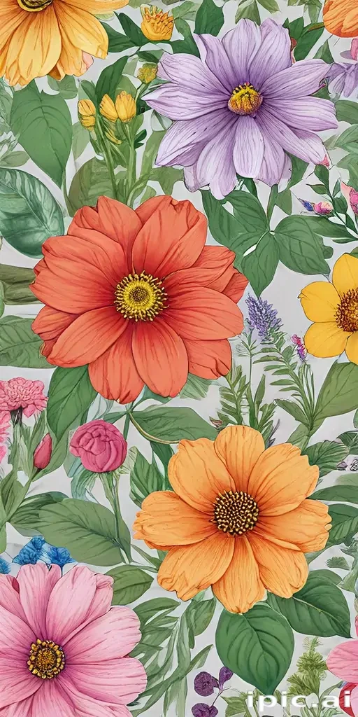 color drawings of flowers