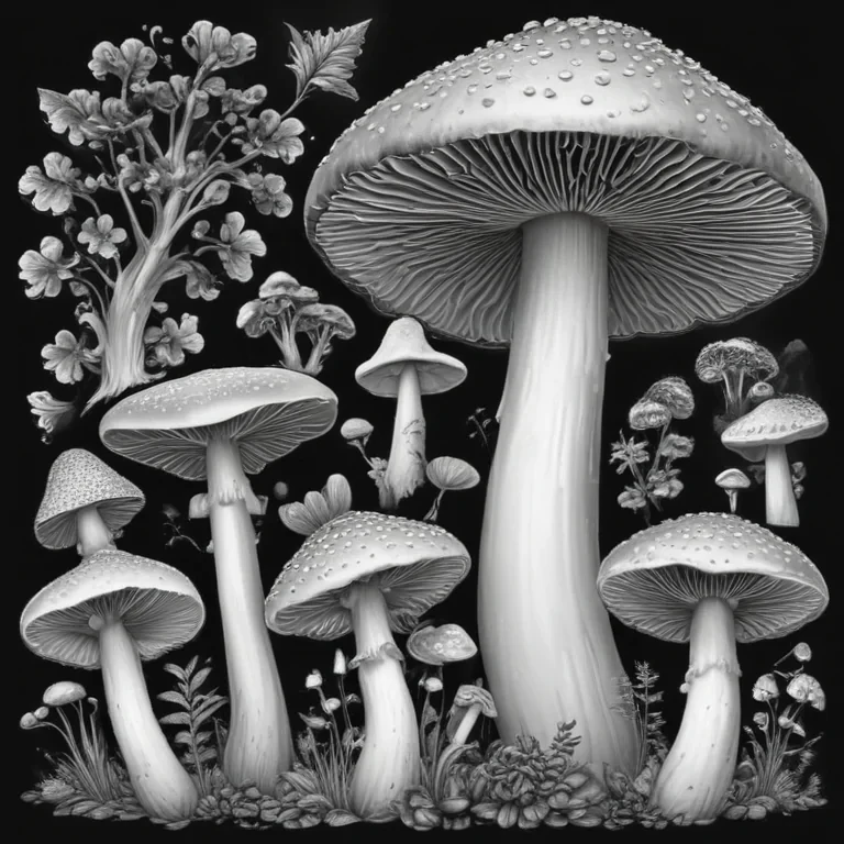 mushroom clipart black and white
