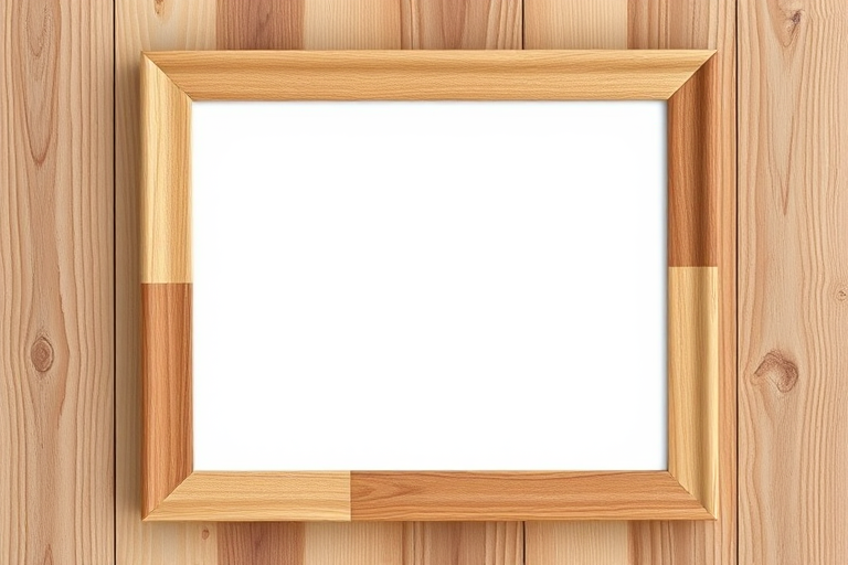 Capture a high-resolution image of a blank picture frame with a wooden texture, using a DSLR camera, aperture f/2.8, ISO 100, shutter speed 1/60 sec, with a shallow depth of field and natural lighting for clarity and warmth.