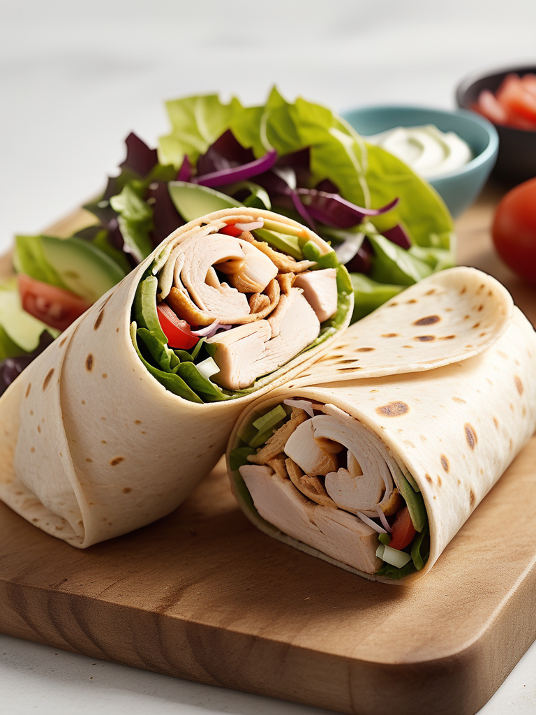 calories in chicken wrap with salad