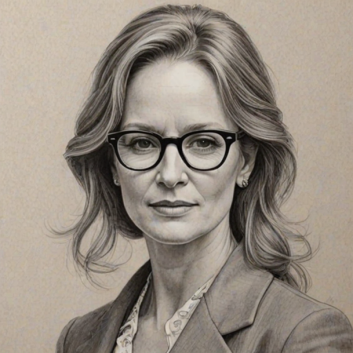 Dazzling Melissa Leo, pencil sketch, portrait of Elegant woman 1968s in glasses, hair style beatnik, outline, clear lines, fine lines, 8k
