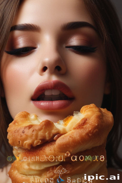 Deliciously Indulgent: A Close-Up of a Beautiful Woman Enjoying Pastry