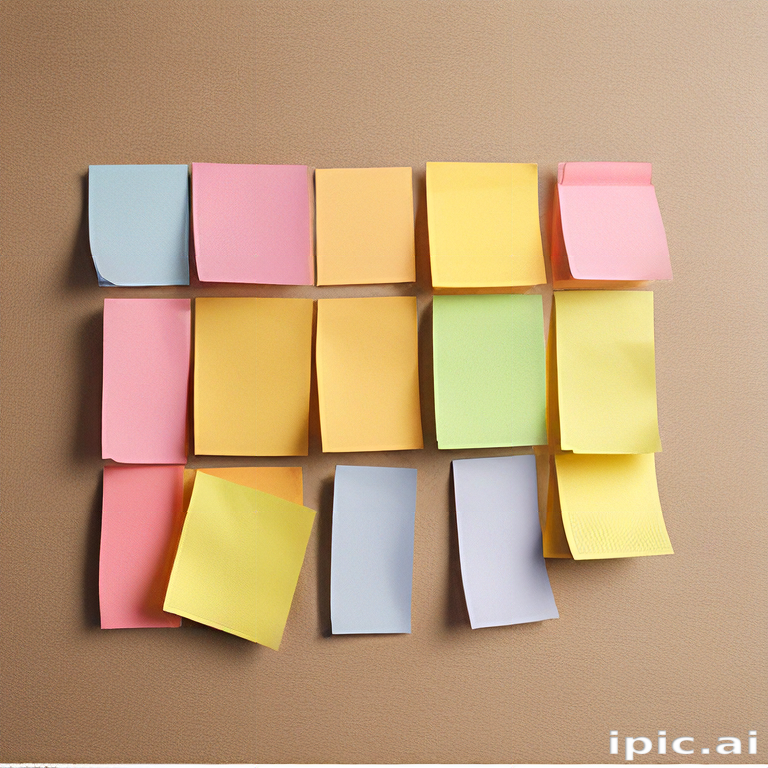 Colorful Sticky Notes Organized in an Abstract Pattern on a Brown ...