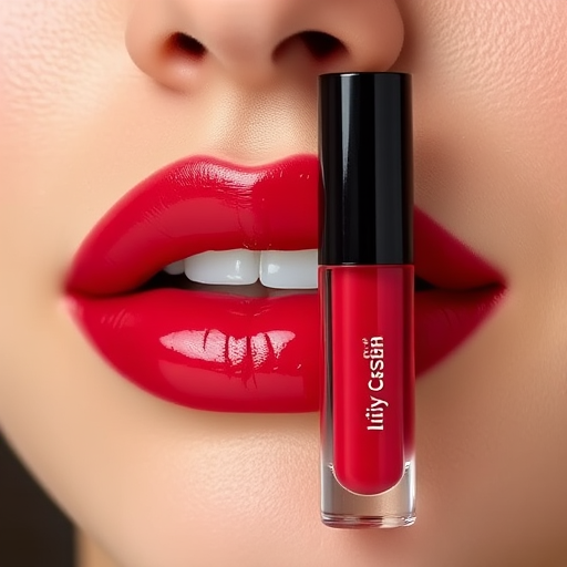 Sheer cherry red lip oil "Juicy Crush" with a glossy, wet-look finish and nourishing fruit extracts, perfect for a fresh-faced and youthful appearance, hydrating and plumping