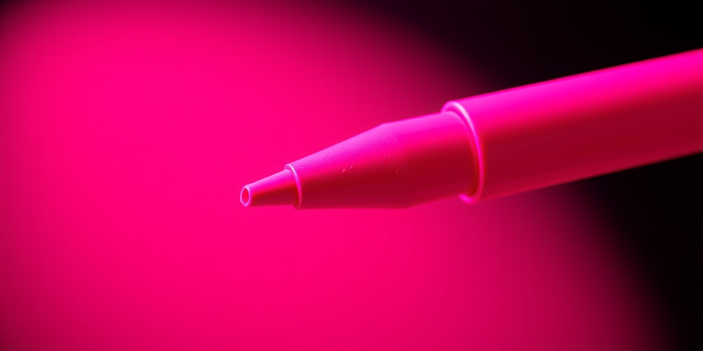 high-resolution digital illustration of a pink highlighter pen with a flowing ink tip, studio lighting, macro lens, f/2.8 aperture, 100mm focal length, isometric view, vibrant colors and sharp details