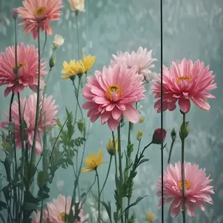 flowers behind glass wallpaper
