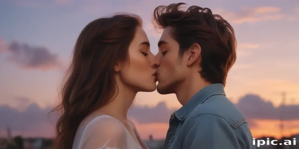 couple kissing aesthetic