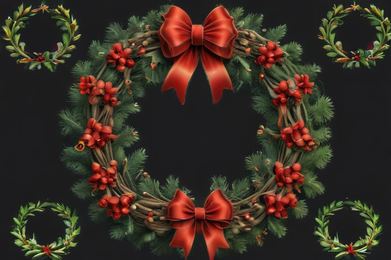 Beautifully Decorated Christmas Wreath with Red Bows and Berries