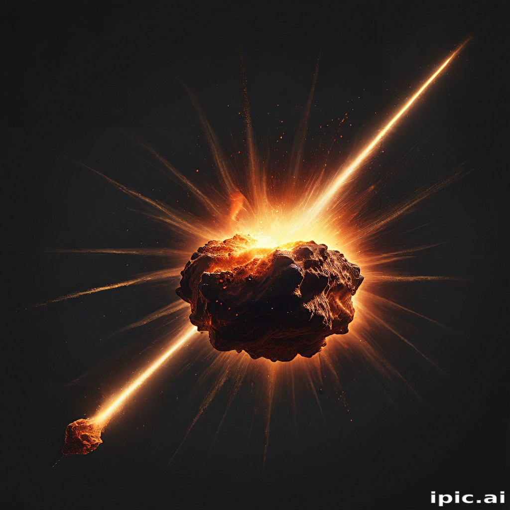 Explosive Celestial Event: A Meteor Igniting with Brilliant Fiery Energy